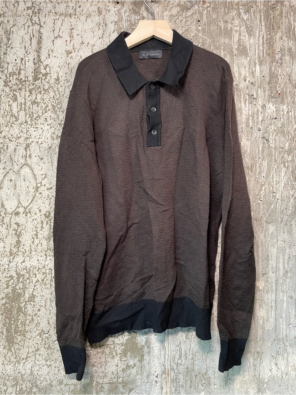 ELIE TAHARI Men's Long Sleeves Polo Knit Sweater Size S